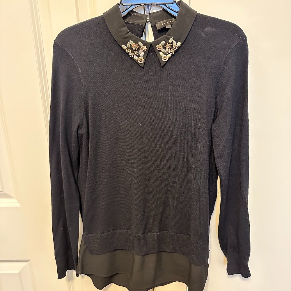 Black Ted Baker London Sweater with Silver Accents